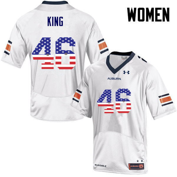 Women's Auburn Tigers #46 Caleb King USA Flag Fashion White College Stitched Football Jersey